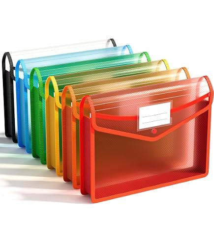 KAHEIGN Lot De 5 Portefeuilles Plastique A4 Avec Pression - Grande Capacité Multicolores
