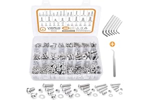 VIGRUE 460PCS Schrauben und Muttern Set, M2.5 M3 M4 M5 M6 M8 sechskopf schrauben, Edelstahl Innensechskantschrauben Muttern und Unterlegscheiben Sortiment Kit mit Aufbewahrungsbox und Schlüsse