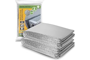 BLOSTM Lámina aislante para radiador, 5 m x 60 cm, paquete de 2 láminas de aislamiento de burbujas gruesas reflectantes para el calor, reflectores con almohadillas adhesivas, ahorra energía y dinero,