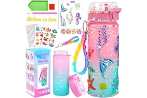 PUWOWYE Sirène Bricolage Gourde Fille DIY Gourde Isotherme Bouteille Kit de Loisir Créatif Enfant Jeux Créatif Fille 6 7 8 9 10 Ans pour Idée Cadeau Noël Extérieur Jeux Enfant 2 3 4 5 6 Ans