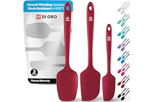 DI ORO LIVING DI ORO Espatulas Silicona Cocina - Espátulas de Silicona Resistente al Calor Hasta 315 °C - Utensilios de Cocina de Silicona sin BPA Antiadherentes - Set de 3 Espátulas para Hornear y Mezclar (Roja)
