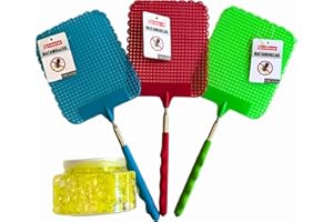 ESTHELAR SELECT 3 Matamoscas Telescópicos Extensibles con Perlas Perfumadas Cítricos - Mata Moscas Ajustable para Matar Moscas, Mosquitos, Avispas, Plagas - Repelente Sin Cables Sin Pilas Sin Enchufes - 3 Colores