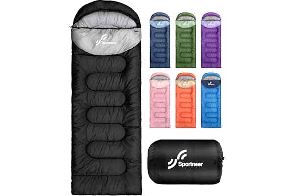 Sportneer Sac de Couchage d'extérieur pour Adultes et Enfants - Sac de Couchage léger et Portable pour Le Camping, la randonnée, la randonnée