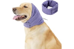 BLUE DREAM ISLAND Multifunktionaler beruhigender Ohrenschützer für Haustiere, Halstuch, leiser Schlauchschal für Hunde, keine Klappe, Ohrwickel, Angstlinderung, Kopfbedeckung für Fellpflege, Baden, Größe S (Violett)