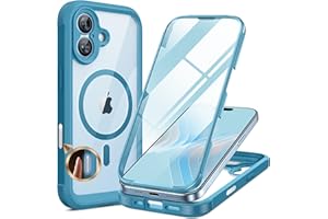 Miracase 360 Grad für iPhone 17 Hülle mit Magsafe, Eingebaut Glas Schutzfolie, Komplettschutz HandyHülle Magnetisch Stoßfest Case für iPhone 17 Schutzhüllen 6,3 Zoll,Blau