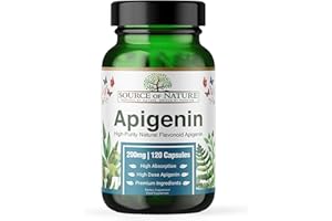 ‎SOURCE OF NATURE Source of Nature® | 200mg Apigeniny | 120 Kapsułek | Premium Suplement Flawonoidowy | Bez Niepożądanych Dodatków | Duńska Jakość Premium | Testowane przez Stronę Trzecią