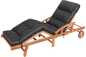 ‎PILLOWPRIM PillowPrim Liegenauflage, Auflage Gartenliege (Schwarz) 201 x 55 cm, 8 cm dick, Auflagen für Deckchair, Bequeme Polsterauflage für Sonnenliege, Liegestuhl