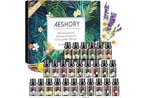 AESHORY Aceites Esenciales para Humidificador, TOP26 x 5ML Aromaterapia de Aceite Esencial Naturale para Difusor, Cuidado de la Piel y Cabello, SPA, Masaje, Bricolaje Casero, Baño Caja de Regalo