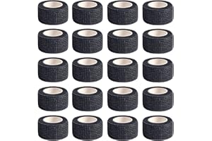 WEFINEST 20 Rollen Selbstklebender Verband, 2.5cm x 4.5m Verband Selbstklebend Elastisches Selbsthaftende Bandage, Schwarz Elastische Binde für Gelenkfixierung, Sportschutz, Tier- und Pferdebandagen