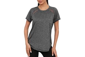 Gyabnw Maglietta Sportiva Donna Manica Corta Elastico T-Shirt Palestra Donna in Rete Traspirante Top Asciugatura Rapida Fitness Yoga Running Danza