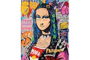 WALARKY Peinture par numéros pour adultes Graffiti Femme Art mural abstrait Mona Lisa peintures sur toile avec pinceaux et pigment acrylique coloré Street Pop Art Photos classiques (sans cadre)