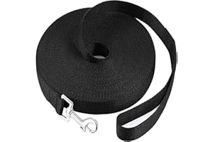 LATRAT smycz treningowa dla psów, długa smycz dla psów od małych do dużych rozmiarów (czarny, 20 m x 1,5 cm (65 stóp))