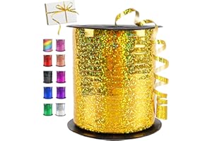 YOUYIKE 450m/ 500 yards Or Bobine Ruban Bolduc, Ruban Paquet Cadeau pour Emballage métallique brillant, Rubans de Ballon pour Accessoire de Décoration & Bricolage et Ballon Mariage Anniversaire et Noël