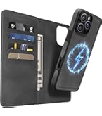 Dreem Fibonacci compatibel met iPhone 16 Pro Max portemonnee case / 2-in-1 schokbestendig hoesje en afneembare veganistisch lederen folio, compatibel met MagSafe, RFID-bescherming [Grijs