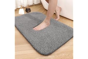 COLOR&GEOMETRY Bath Mat 40 x 60 cm, Absorbent Bathroom Mat, Machine Washable Bath Mats for Bathroom Non Slip, Thick Bath Rug Bathroom Rug for Bathroom (Light Grey)