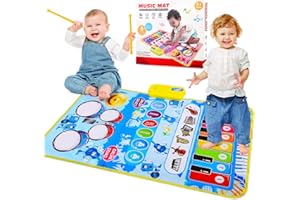 Strixorn Tanzmatte Musikspielzeug für Kinder ab 1 Jahr - Klavier und Trommelseite - Berührungsempfindlich und umweltfreundlich - Geeignet für Mädchen und Jungen im Alter von 1-4 Jahren