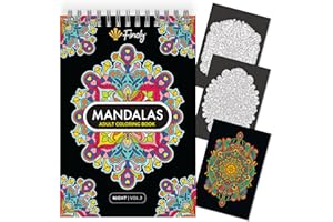 Finoly Mandala Kolorowanka dla Dorosłych z 30 Wzorami | Kolorowanka Mandala | Mandala Dotting Kolorowanka | Mandala Kolorowanka dla Dorosłych | A4 | Papier Premium | Spiralne Wiązanie | TOM 2 (Night)