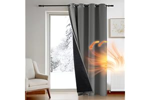 Deconovo Thermal Door Curtains 84 Inch, Extra Wide Window Panel with Thick Microfiber Quilted Lining, Draught Reduction Eyelet Blackout Curtain for Doorways, 66 x 84 Inch (W x H), Light Grey, 1 Piece