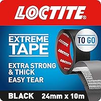 Loctite EXTREME Tape, Extra Starkes Klebeband, Extra Dickes Wasserdichtes Schwarzes Klebeband, Easy-Tear Duct Tape für…