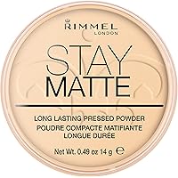 Rimmel London Cipria Compatta Stay Matte, Polvere Opacizzante a Lunga Tenuta per Pelli Grasse e Miste, 005 Silky Beige- 14 g