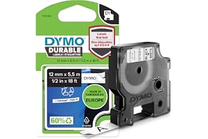 Hållbara DYMO D1-originaletiketter | Svart utskrift på vit tejp