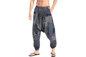 AITFINEISM Pantaloni Harem da Uomo Comodi Pantaloni Elastici in Vita Moda Tinta Unita Casual Yoga Hippies Pantaloni
