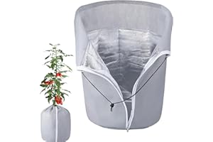 DUROECSAIN Frostschutzbeutel für Topfpflanzen, Aluminiumfolie Thermo Topfschutz für Pflanzen, Winterschutz für Pflanzen mit Zugband und Reißverschluss, 60 x 70 cm