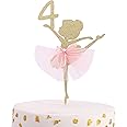 WAWUO Ballet Cake Topper 1 to 5 Years Old - Ballerina, Birthday Cake Topper, Ballet Birthday Party, Dancing Princess Birthday Party, Birthday Party Cake Decoration, Studio Photo Props,. (Ballerina 4)
