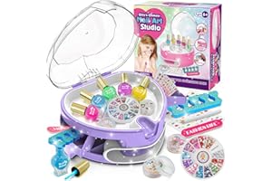 Dkinghome Girls Nail Art Kit Kids, Water Based Nail Polish for Girls Toys Age 6 7 8 9 10 11 12, Girl Nails Varnish Sets, Nails Salon Craft Kits for Girl Birthday Christmas Presents Gifts Purple