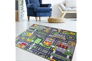 ZPSCXQ Car Play Mats for Kids, Road Mat for Toy Cars, Kids Play Mat with Non-Slip Base, Soft Crystal Fleece Material, 50 X 80 Cm, Ideal for Indoor Play and Educational Activities
