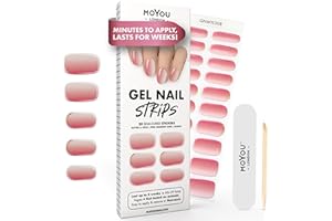MOYOU LONDON Semi Cured Gel Nail Strips - 20 Pcs. Nail Wraps for Salon-Quality Manicure - Works with Any UV Lamp - Easy to Apply, Trim, & Remove Gel Stickers