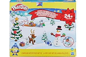 Play-Doh, Calendario dell'Avvento, giocattolo per bambini e bambine dai 3 anni in su, con oltre 24 accessori a sorpresa, tappetini e 24 vasetti di Play-Doh, colori assortiti e atossici