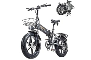 BURCHDA R7PRO - Mountain bike elettrica pieghevole, 20 * 4.0'' con pneumatici grassi, bici elettrica da 48 V 16 Ah, batteria rimovibile, display LCD, Shimano a 8 velocità (grigio)