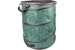 HYFIVE Garden Waste Bag Heavy Duty Garden Bin Pop Up Bag In Green With Handles - Reusable Waste Weeds, Leaves Bin Bag - 100% HD Nylon - 170L Large Waste Sack