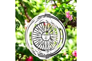 Epsom Door Handle Sun Stainless Steel Hanging Wind Spinner 34cm X 25cm 3D Metal Kinetic Garden Ornament Outdoor Wind Sculpture