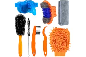 AdrreyuFny 8pcs Bike Cleaning Brush Kit, Bike Chain Cleaner Motorbike Cleaning Kits Motorbike Accessories for Cleaning Bike Crank, Chain, Tire,Sprocket, Cycling