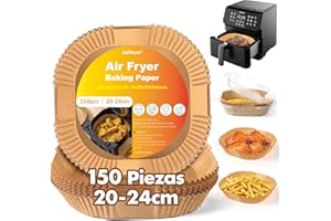 LaFleurs Papel Freidora Aire, 150 Piezas 20-24cm Papel Air Fryer Cuadrado, Accesorios 5-7L Freidora Aire, Molde Papel de Horno Desechable Antiadherente para COSORI Cecotec 5,5L 6L