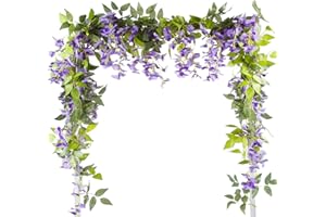 VINFUTUR 5 x 2 m artificiali fiori wisteria vite, finto glycine fiori ghirlanda appesa decorazione per la casa, il giardino, viola
