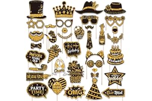 TIDENO 38 Stück Foto Requisiten,Fotobox Accessoires,Party Foto Booth Requisiten Dekorationen für Karneval, Hochzeit,Halloween,Weihnachten,Party Deko Zubehör,Tischdeko Geburtstag,Silvester DekoFoto Requisiten