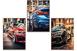 GrowArt - set unique de 3 posters de voitures BMW au format A3 sans cadre | impression photo de haute qualité | décoration murale exceptionnelle pour les amateurs de voitures