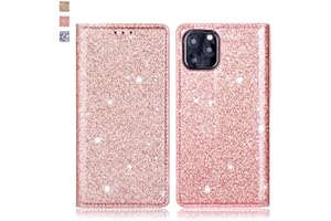 OKZone Case for iPhone 11 Pro Case, Bling Sparkly PU Leather Flip Wallet [Stand Function] [Magnetic Closure] [Inner Soft TPU] Folio Case For iPhone 11 Pro (5.8 Inches) (Rose Gold)