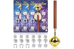 iZoeL Zinngießen Silvestergießen mit 18 Zinnfiguren 3 Löffel Anleitung Orakelheft, Zinn Giessen Silvester, 3 Zinn Set zu gießen für Silvester Partyspiele Silvesterbrauch Wahrsagerei-Partyspiel
