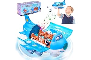 xinrongda Avión de Juguete de Rotación de 360° con Luces Intermitentes, Música y Sonido de Avión, Juegos y Juguetes Niños Educativos, Regalo para Niños y Niñas Mayores 3 Años (Azul)
