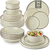 vancasso NAVIA &ndash; Complete 24-Piece Dinnerware Set for 6 People, Modern Stoneware Dinnerware Plates &ndash; 6 Cereal Bowls, 6 Desser