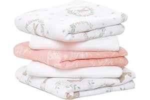 aden + anais™ Essentials Baumwoll-Musselin-Spucktücher Blushing Bunnies in 5er-Packung