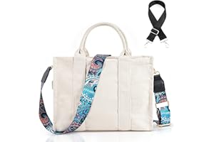 Wikay Sac à Main Cabas The Tote Bags pour Femme Sac Fourre-tout en Toile avec Fermeture éclair Grand Sacs de Voyage Tendance avec Poignée sur le Dessus pour le shopping l'école le travail