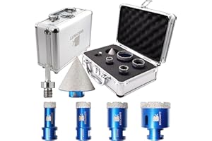 BRSCHNITT Juego de Brocas Diamante - 20/25/35/50mm Broca de diamante con M14+50mm Brocas Chaflán Biselado+Hexagonal Adaptador para Porcelanico Baldosa Cerámica Mármol Granito