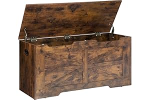 Hzuaneri Storage Chest, Storage Bench, Wooden Blanket Box Trunk with 2 Hinge, Lift-Top Organizer Chest, Shoe Bench for Hallway, Bedroom, Living Room, 40 x 100 x 48 cm, Rustic Brown SB03401X