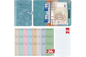 ‎WENMTHG Geld Sparen Challenge Buch mit 8 Sparchallenges (24er Set) - Budget Planner Deutsch Challenges - Spar Challenge für Budgetplaner - Finanzplaner Haushaltsbuch - Cash Stuffing - Budget Binder A6 Leder