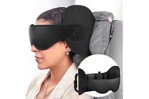 Bonairest resekudde, nackkudde flygplan för långa flygresor | Överstort pannband med 3D sovmask, 360° stöd för huvudet, ultim